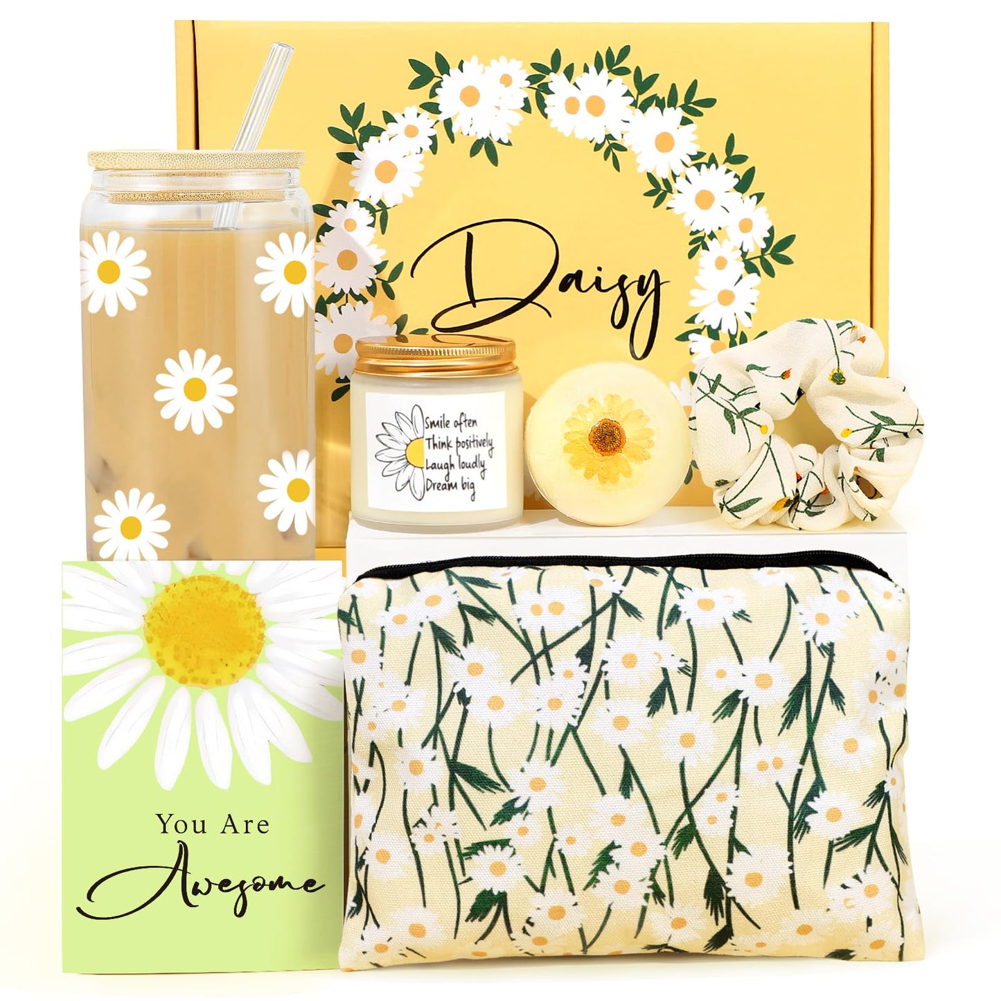 Daisy Gifts for Women, Gift Baskets for Women, Cute Unique Birthday Gifts for Woman Best Friend, Inspirational Gifts for Woman, Daisy Themed Gift for Her Teen Girl Sister Friendship