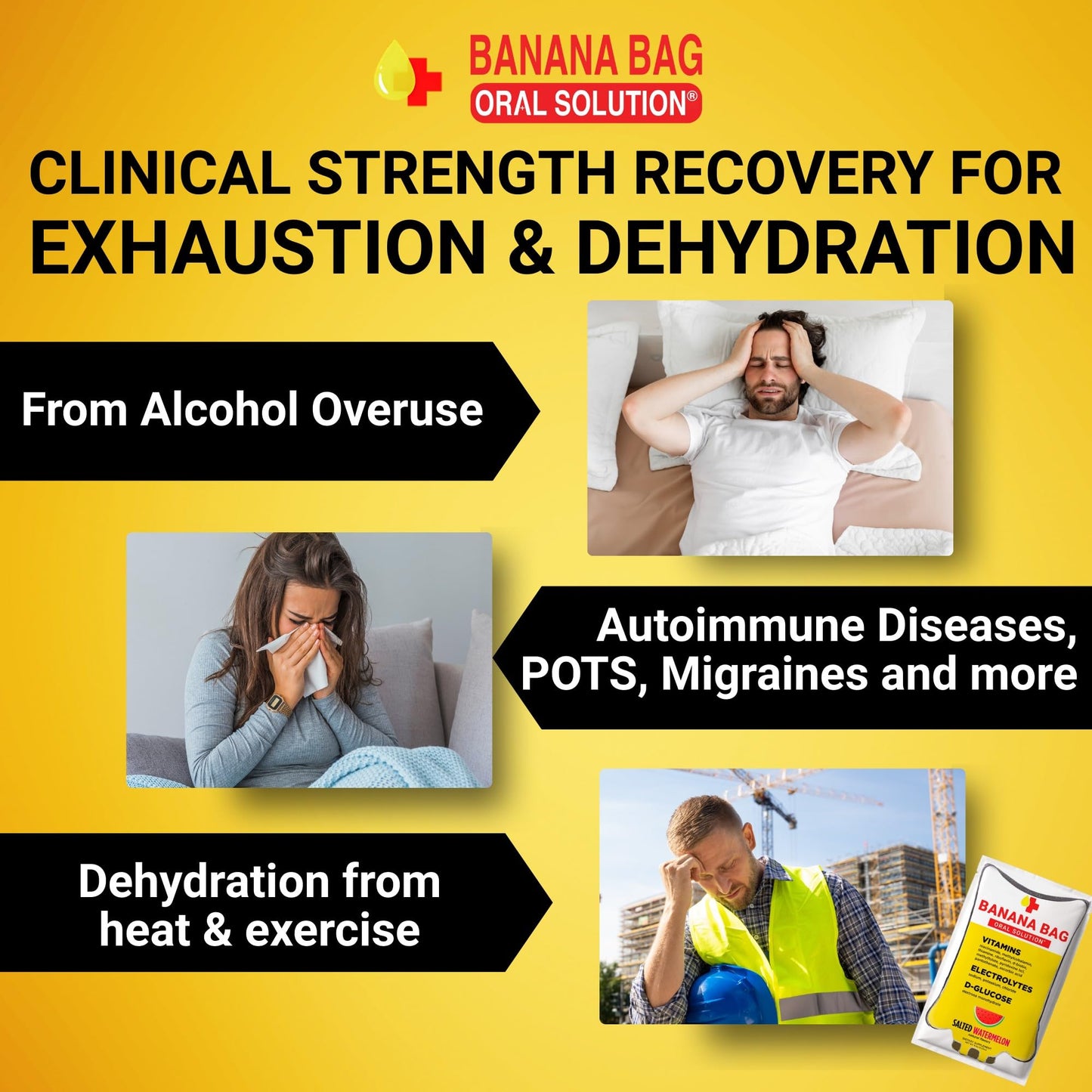 Banana Bag Oral Solution Packets – Natural Lemon Lime 5pk | A Refreshing Blend of Electrolytes, Vitamin C, and B-Complex for Daily Hydration and Energy | Perfect for Any Lifestyle.