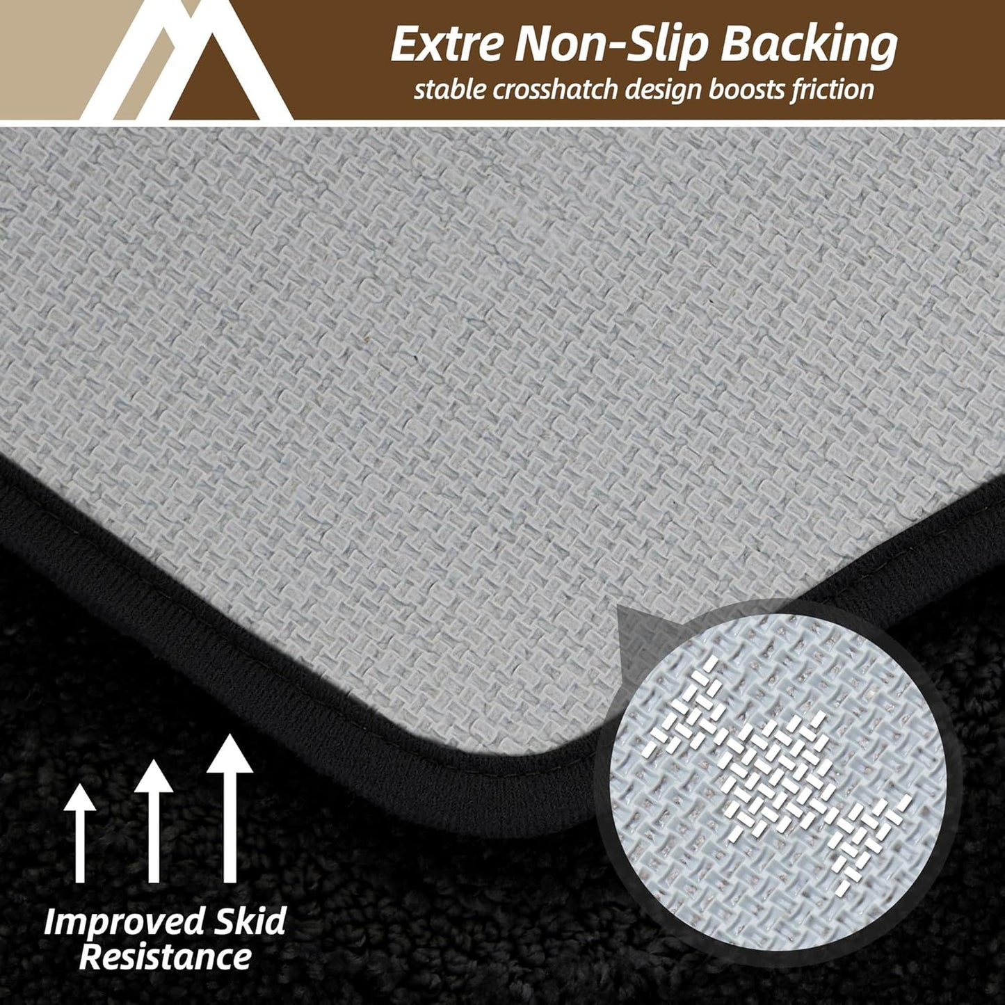 COSY HOMEER Bathroom Rugs Mat 17”x27” Absorbent Non-Slip Bath Mat Plush Shaggy Machine Washable Bath Rugs Soft Polyester Bath Mats for Bathroom Floor,Tub and Shower,Black