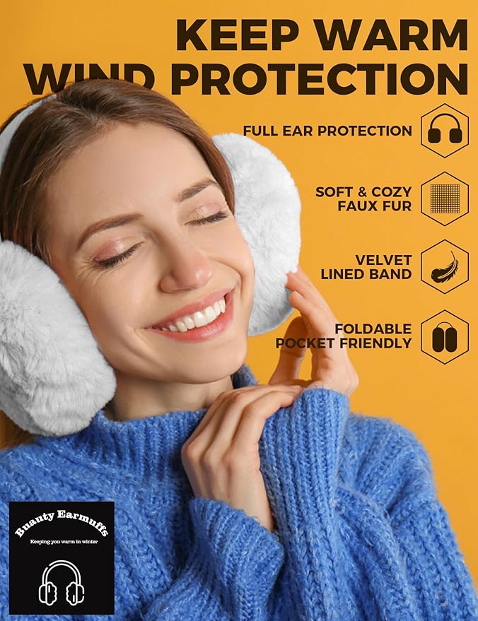 Buauty Ear Muffs Winter Women Men Soft Earmuffs Cute Ear Covers Cold Weather Fluffy Ear Warmers Headband Winter Accessories