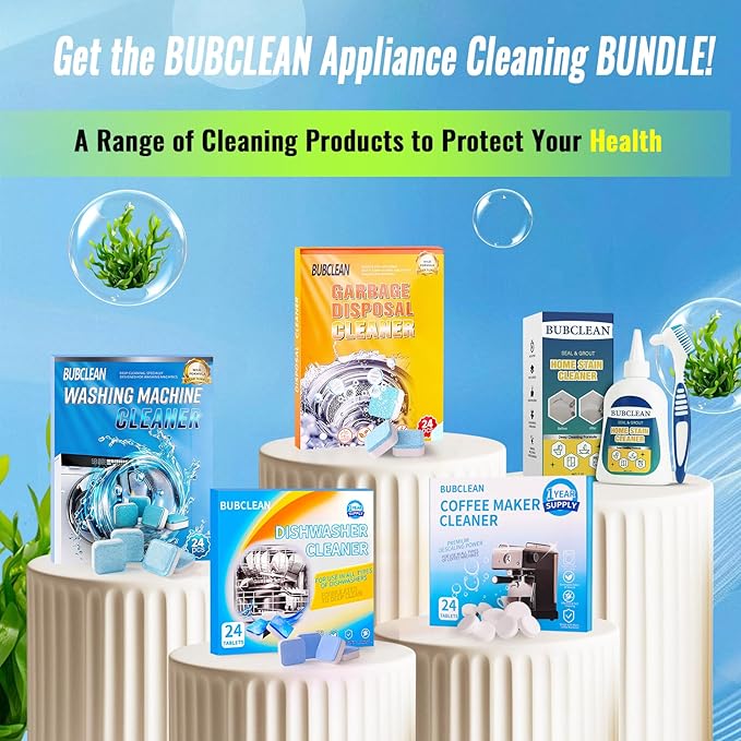 Dishwasher Cleaner＆Deodorizer Tablets, 24 Pack Deep Cleaning Descaler for Dishwasher, Natural Odor, Limescale, Grease, Calcium ＆ Smell Remover, Septic Safe with Lemon Scent - 12 Month Supply