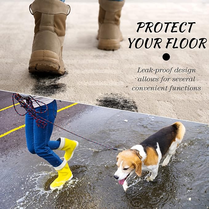 4 Pieces Shoe Tray for Entryway, Waterproof Boot Tray Shoe Mat Multi-Purpose Dog Cat Bowl Mat Pet Food Tray Boot Mat for Entryway Indoor Outdoor Floor Protection (Black, 24 x 16 x 1.2 Inch)