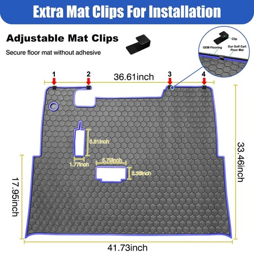 EZGO TXT Golf Cart Floor Mat, Upgraded Non-Slip Improved Full Coverage Liner Mats Unique with 8mm Thickness Rubber, Fits for EZGO TXT (1994+), EX1 (2020), Valor, Cushman Workhorse & Express S4