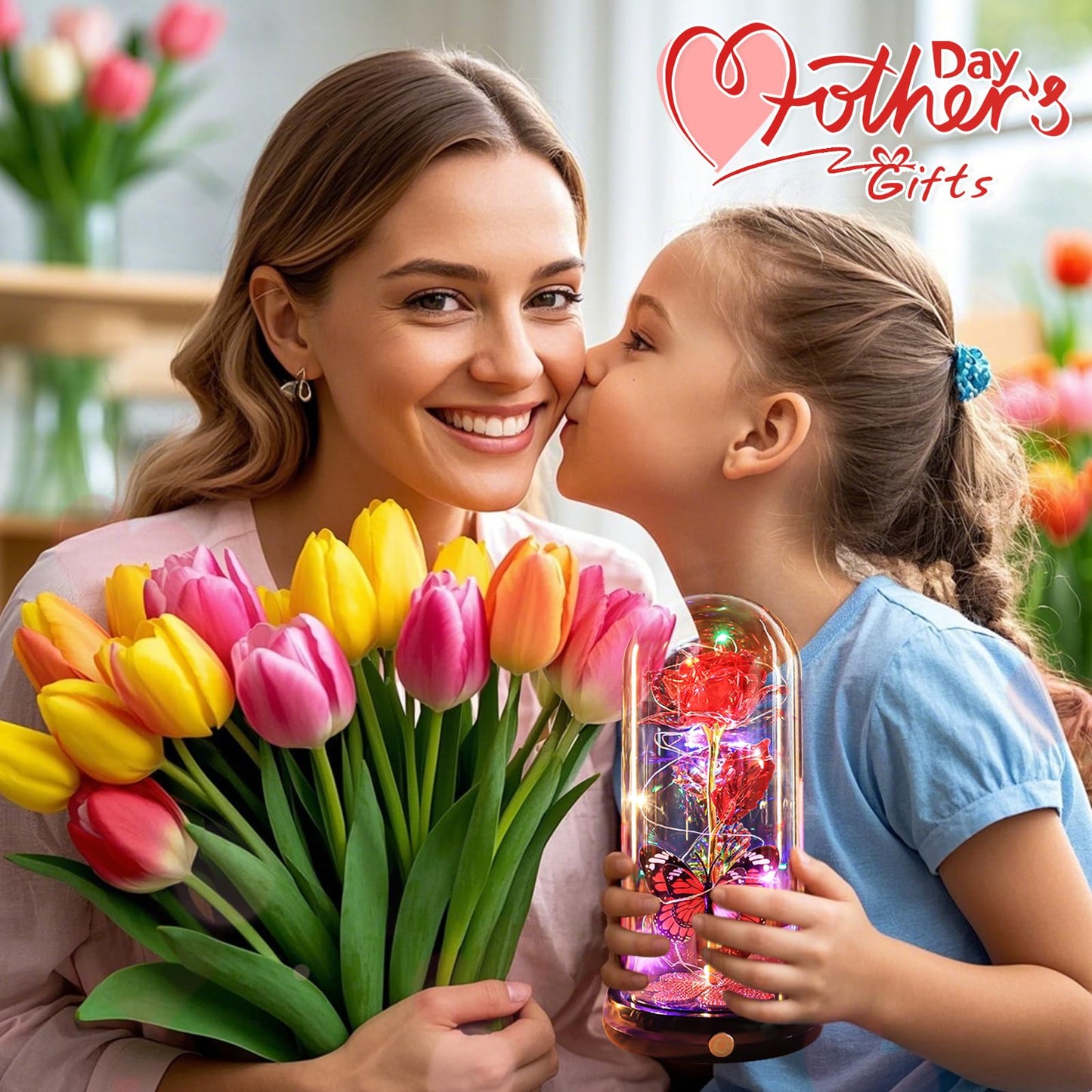 Birthday Gifts for Women Mom, Rechargeable Galaxy Glass Rose Light Up Rose In Glass Dome Forever Crystal Flowers Butterfly Gift Anniversary Christmas Roses Gifts for Her Wife Sister Friends Red