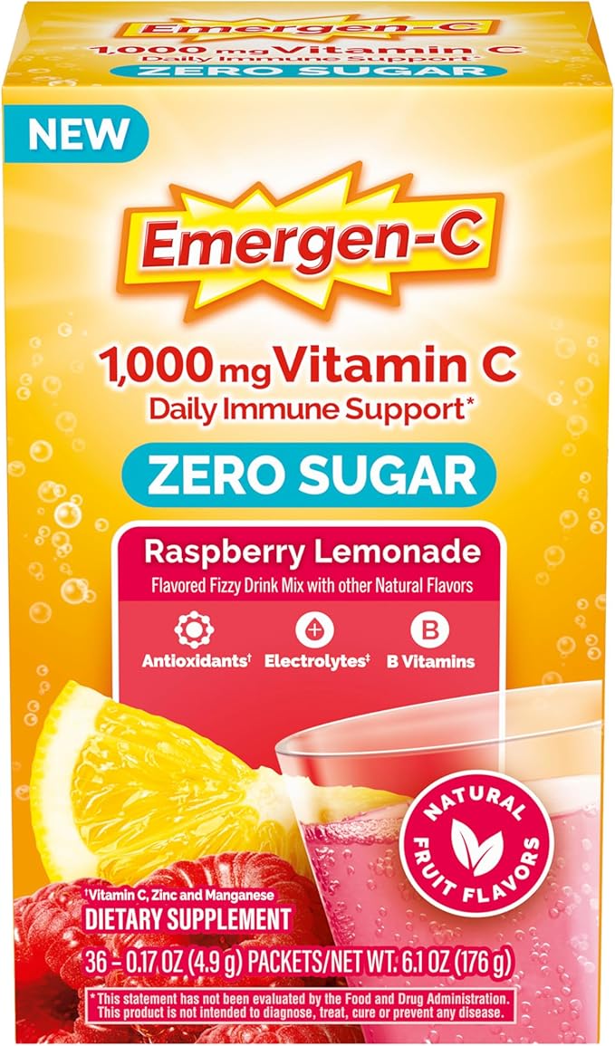 Emergen-C Zero Sugar 1000 mg Vitamin C Powder for Daily Immune Support Caffeine Free Vitamin C Supplements with Zinc and M...