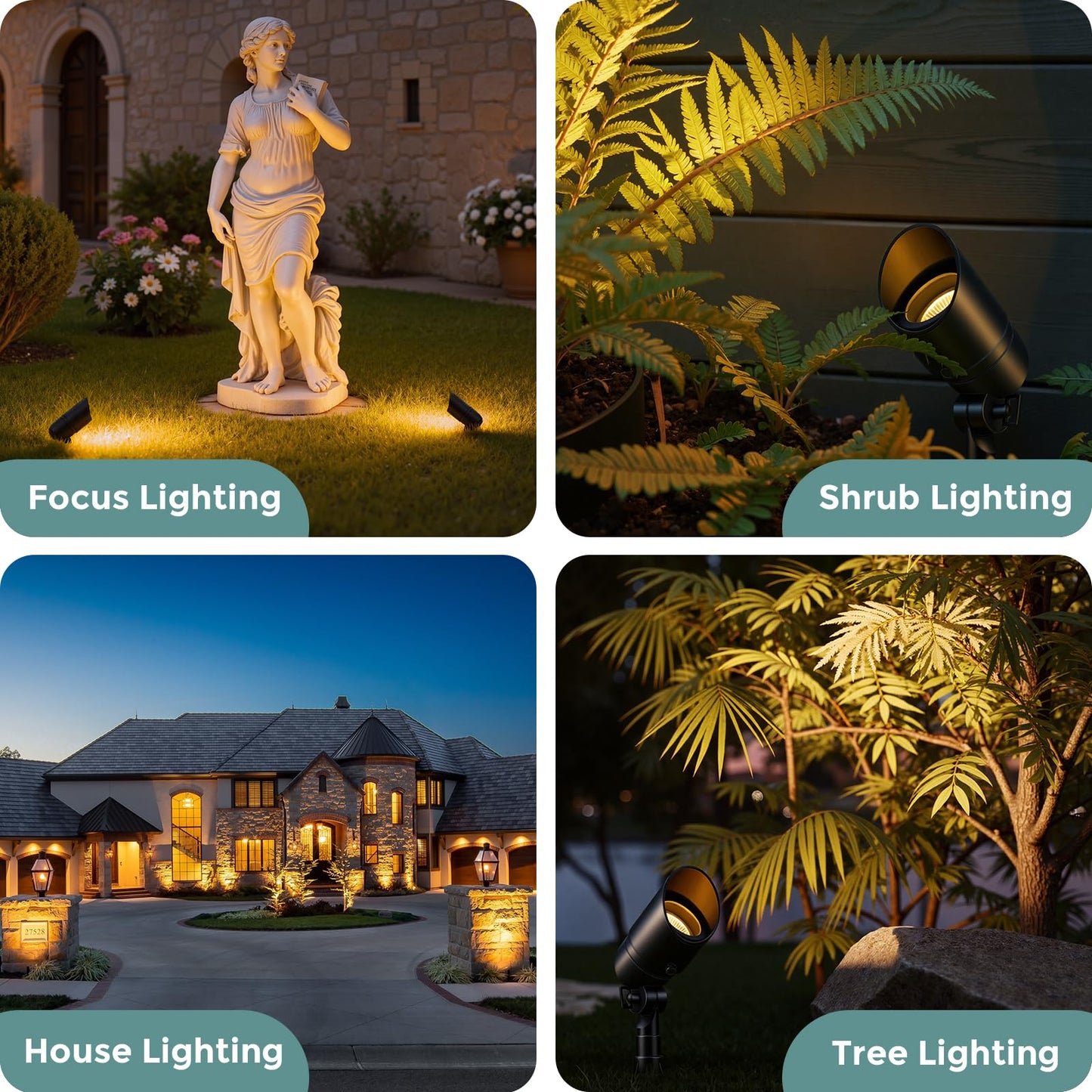 Gardencoin Low Voltage Landscape Spotlight, 12V LED Outdoor Landscape Lighting, Landscape Spot Lights Wired for Garden and Yard, Aluminum Up Lighting Fixture with 5W MR16 Replaceable Bulb (12 Pack)