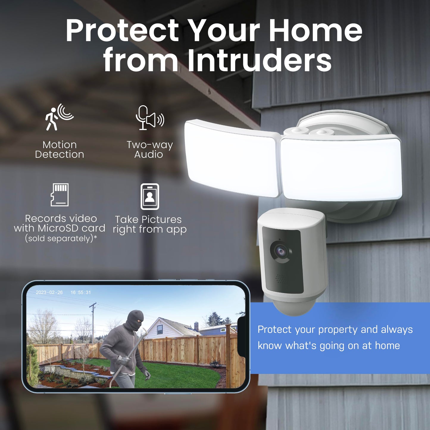 Feit Electric Smart WiFi Floodlight Security Camera, 5000 Lumens, 1080p HD, Motion Detection, Two-Way Audio, 128GB SD, No Subscription, Works with Alexa & Google Home SEC5000/CAM/WIFI Gen 2 of SEC3000