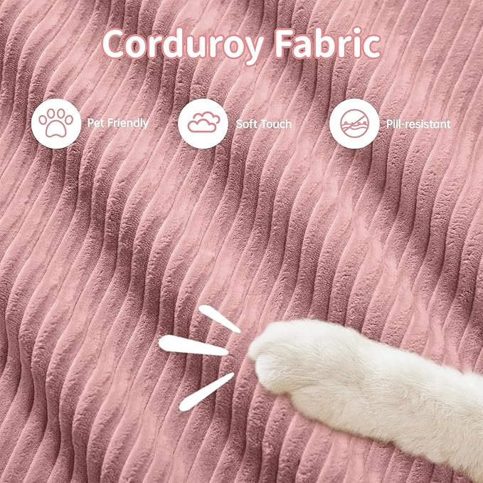 SoarFlash 81" Loveseat Sofa, Comfy Deep Seat, No Assembly, Sofa in a Box, Modern Small Couch with Plush Corduroy Fabric for Living Room, Bedroom, Apartment, Home Office, Pink