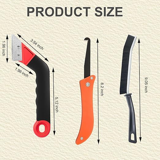Grout Removal Tool Kit, 2 Tile Grout Saws with 6 Replacement Blades, Hand Grout Saw and 2 Cleaning Blades, 2 Brushes for Tile Gap Cleaning and Repair