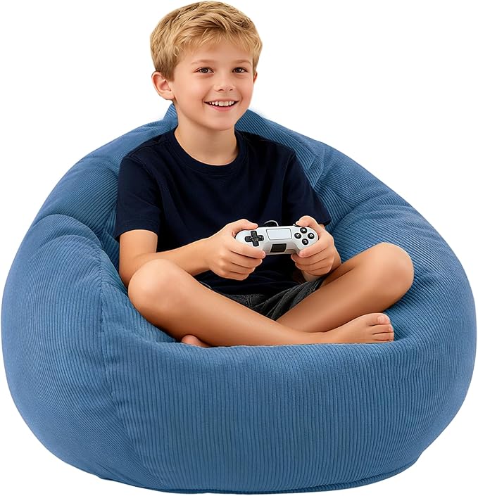 LPMOERA Bean Bag Chair Memory Foam Bean Bag Chairs for Kids/Teens with Filling Round Kids Bean Bag Chair for Living Room B...