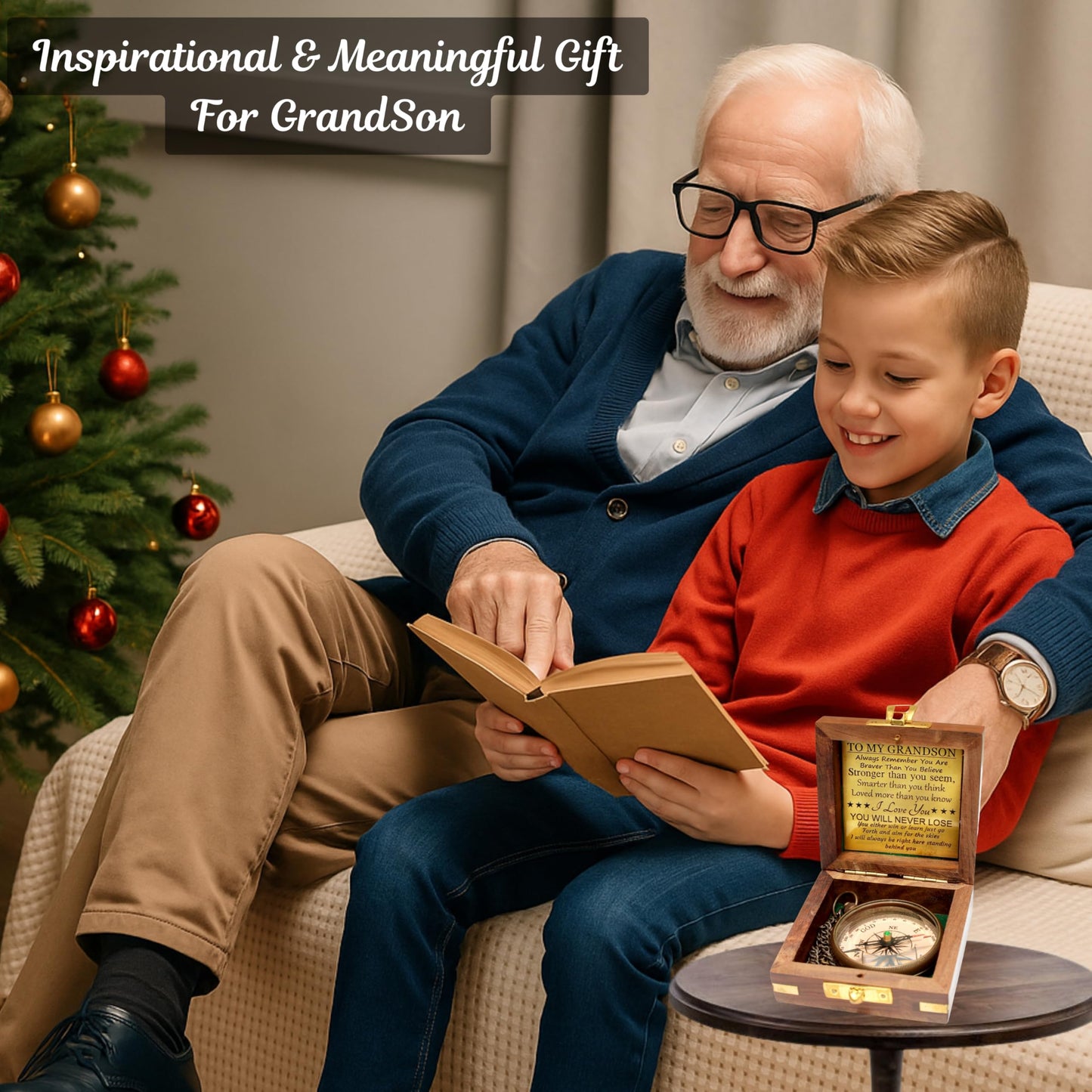 Gift for Grandson Engraved Compass Memory Present to My Grandson Gift idea by Grandpa Grandma for Teen Boys
