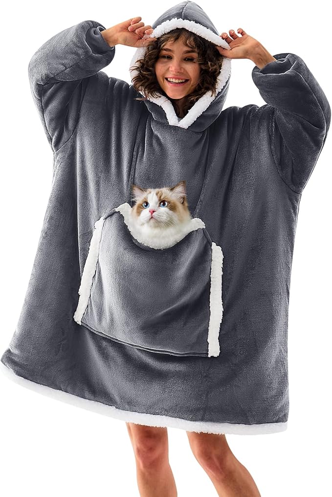 JOYWOO Wearable Blanket Hoodie, Birthday Gifts for Women Men Mom, Oversized Hooded Blanket for Adult, Cozy Fuzzy Sherpa Sw...
