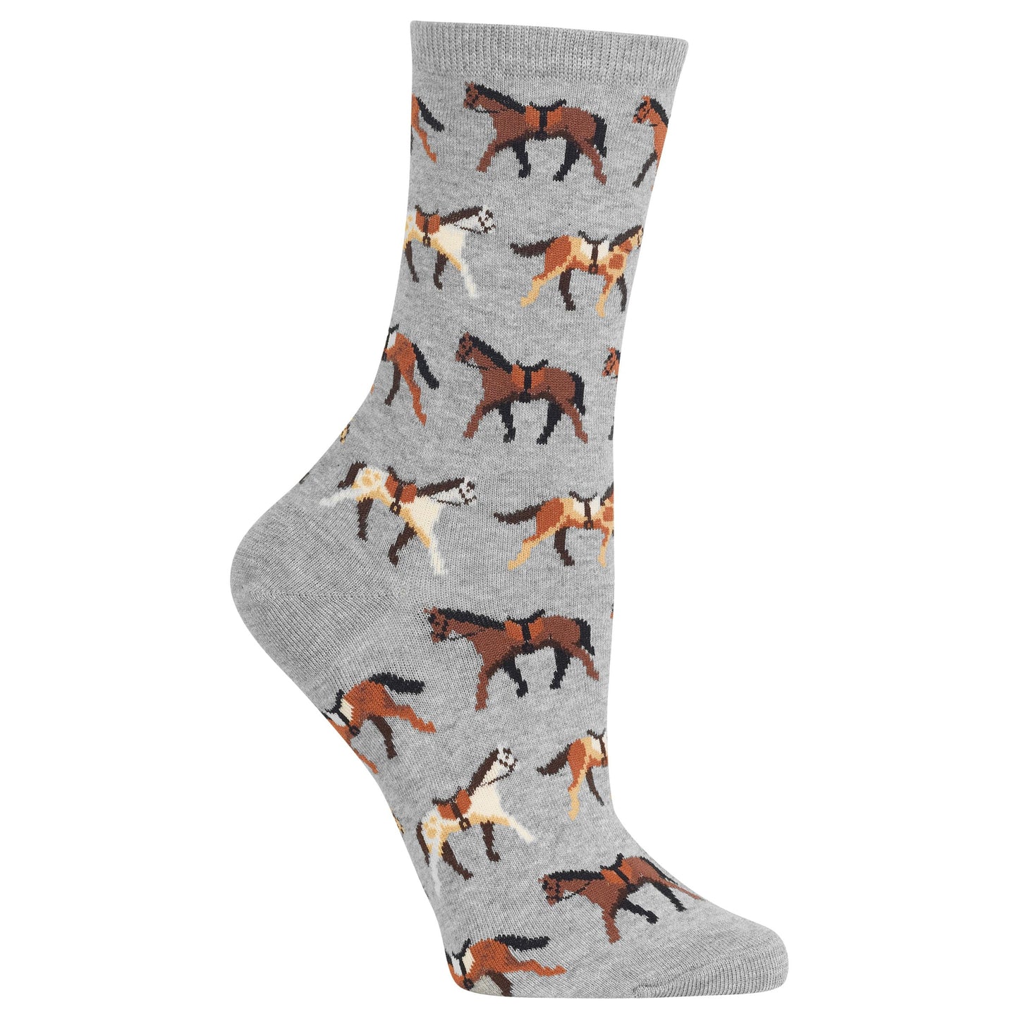 Hot Sox womens Animal Series Novelty Fashion Crew Casual Sock, Horses (Grey Heather), 6 12 US