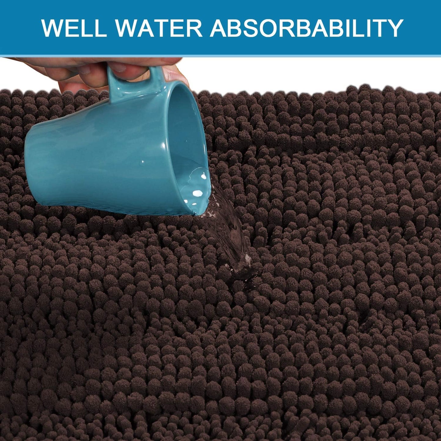 H.VERSAILTEX Bathroom Rugs Bath Rug Set 2 Piece Bathroom Contour Rug Toilet Mat Sets Non Slip Contour Bath Rug Ultra Thick Water Absorbent Striped Bath Mats(47" x 17" Plus 20" x 20" U, Chocolate)