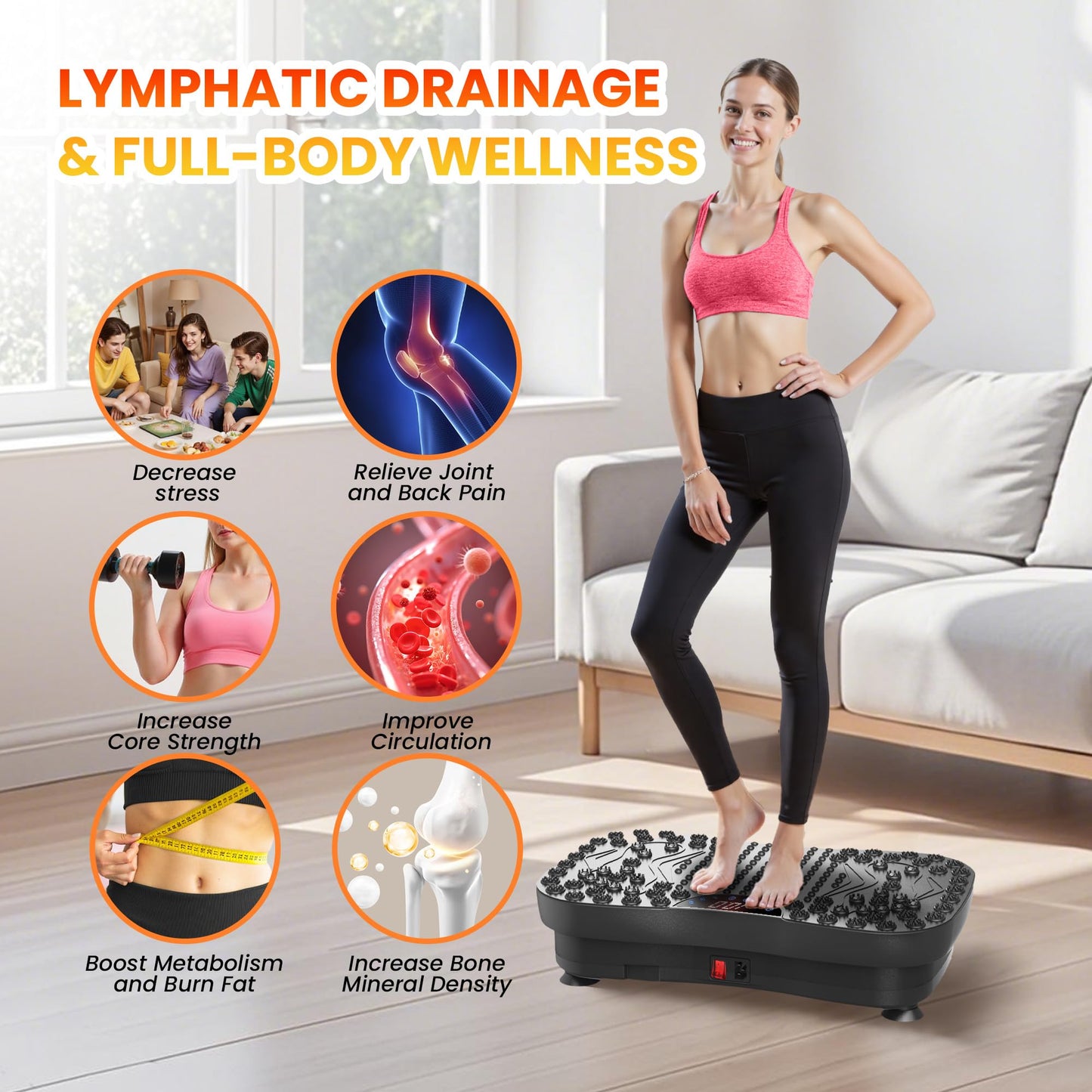 AXV Vibration Plate Fitness Platform Exercise Machine Vibrating Shaking Workout Full Body Shaker Vibrate Stand Shake Board Sport Gym Pad for Weight Loss Fat Burner for Women Men