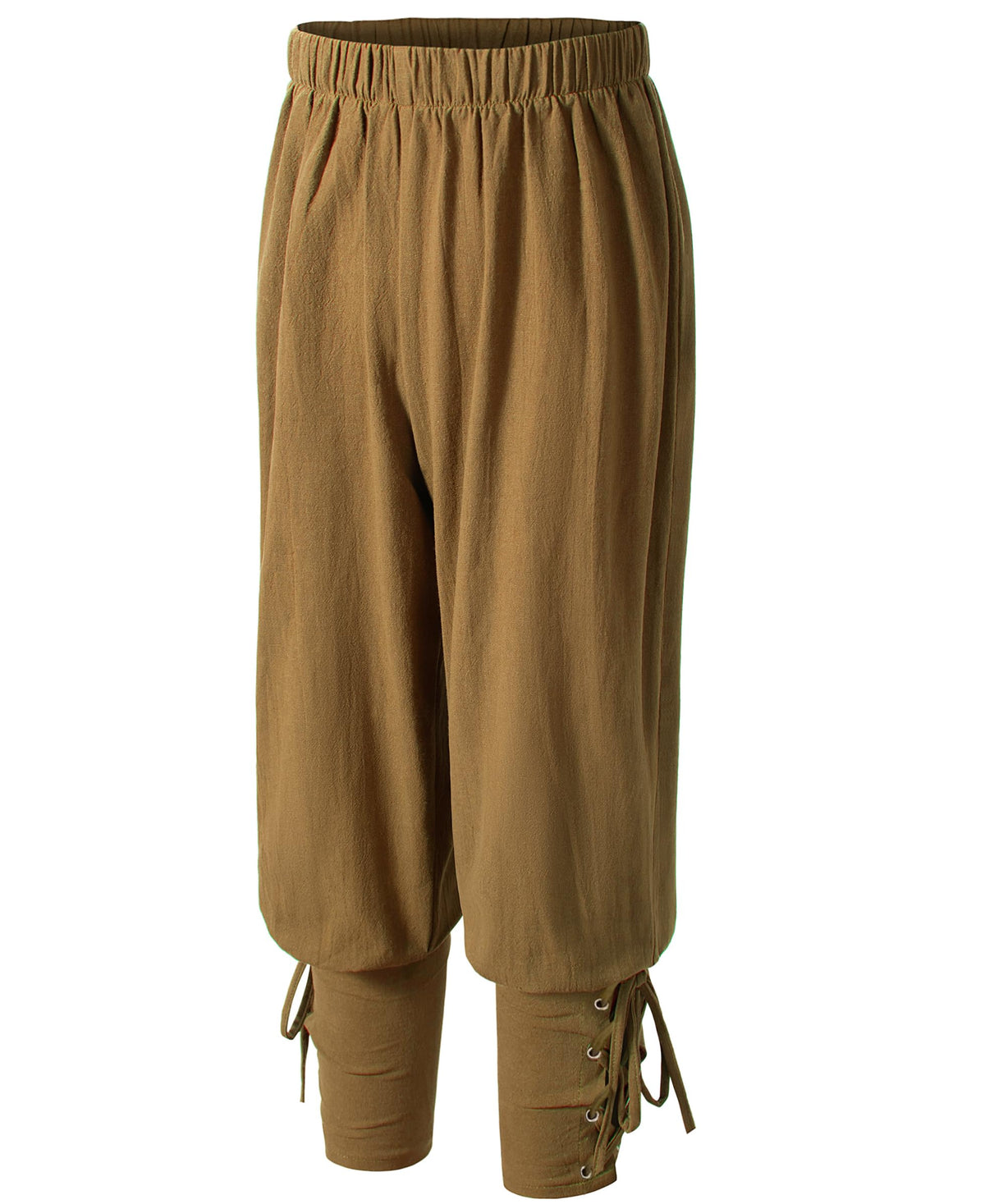 Kids Renaissance Ankle Banded Pirate Pants Medieval Viking Lace Up Tapered Trousers Halloween Costume 6-8 Years Brown