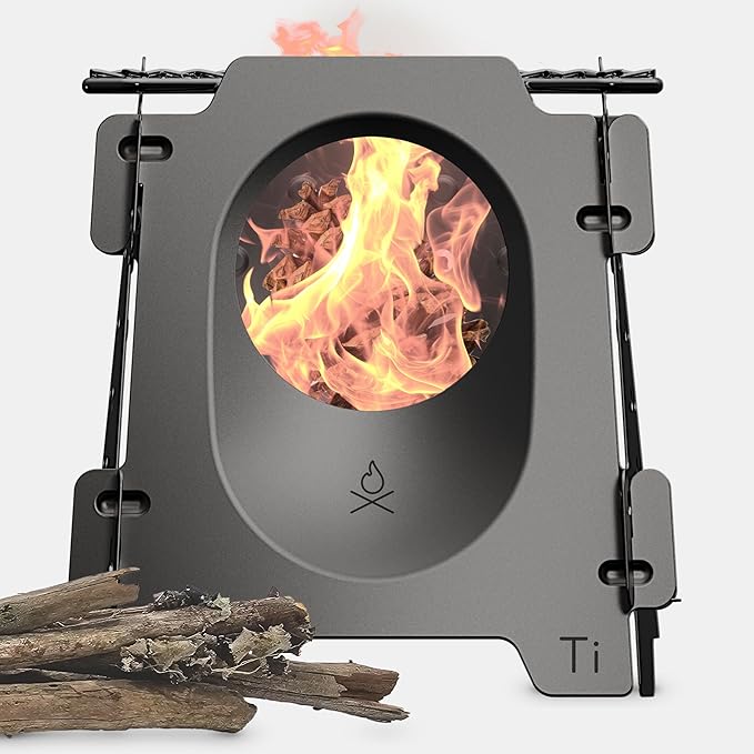 Überleben | Stöker Titanium Camping Stove – 7.7oz Ultralight Flatpack Wood Burning Stove for Backpacking, Hiking & Outdoor...