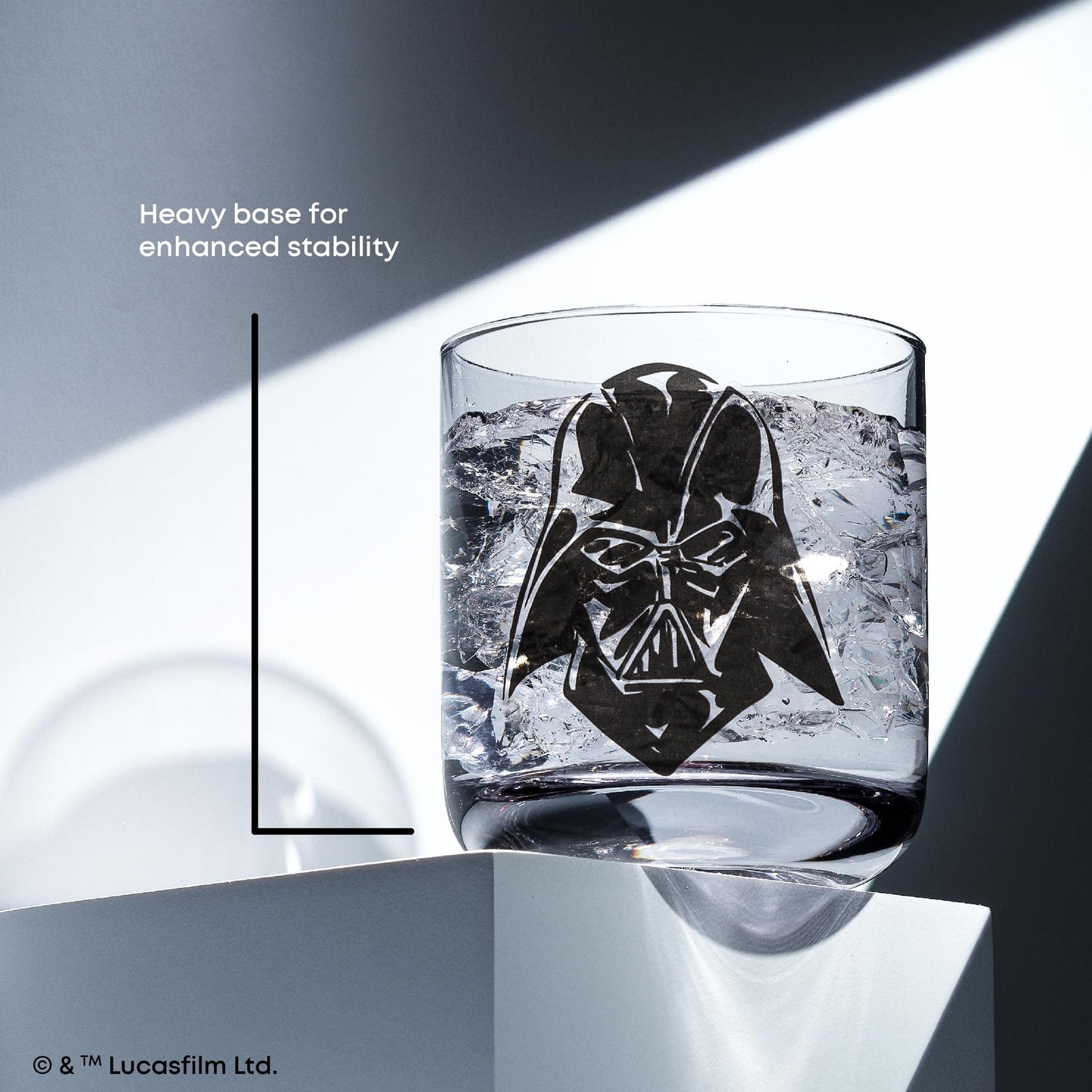 JoyJolt Star Wars Dark Side Monochrome Short Drinking Glasses, 10oz Glass Tumbler Cup Set ft Darth Vader and Stormtrooper, Star Wars Kitchen Glasses Set of 2, Star Wars Gifts for Men Women and Adults