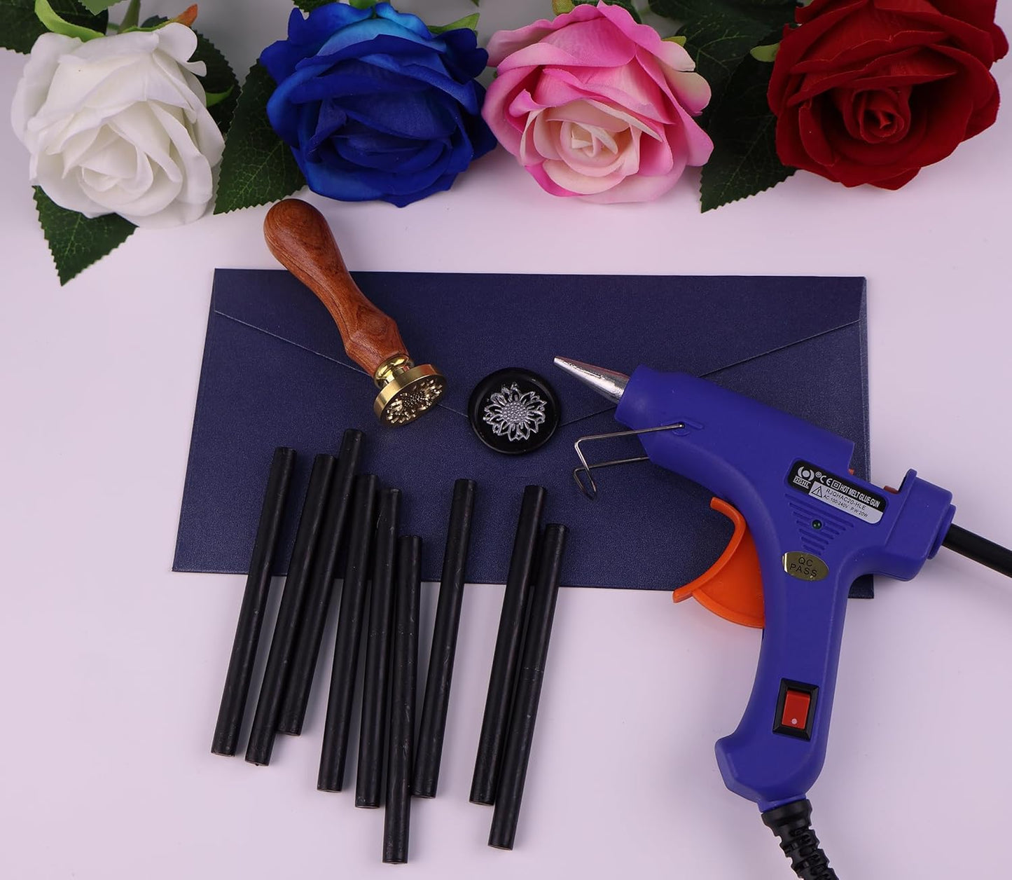 30 Pieces 7mm Sealing Wax Sticks for Glue Gun,PORXFLY Mini Wax Seal Sticks Great for Seals Stamp,Cards Envelopes,Wedding Invitations,Gift Wrapping,Wine Packages (Black)