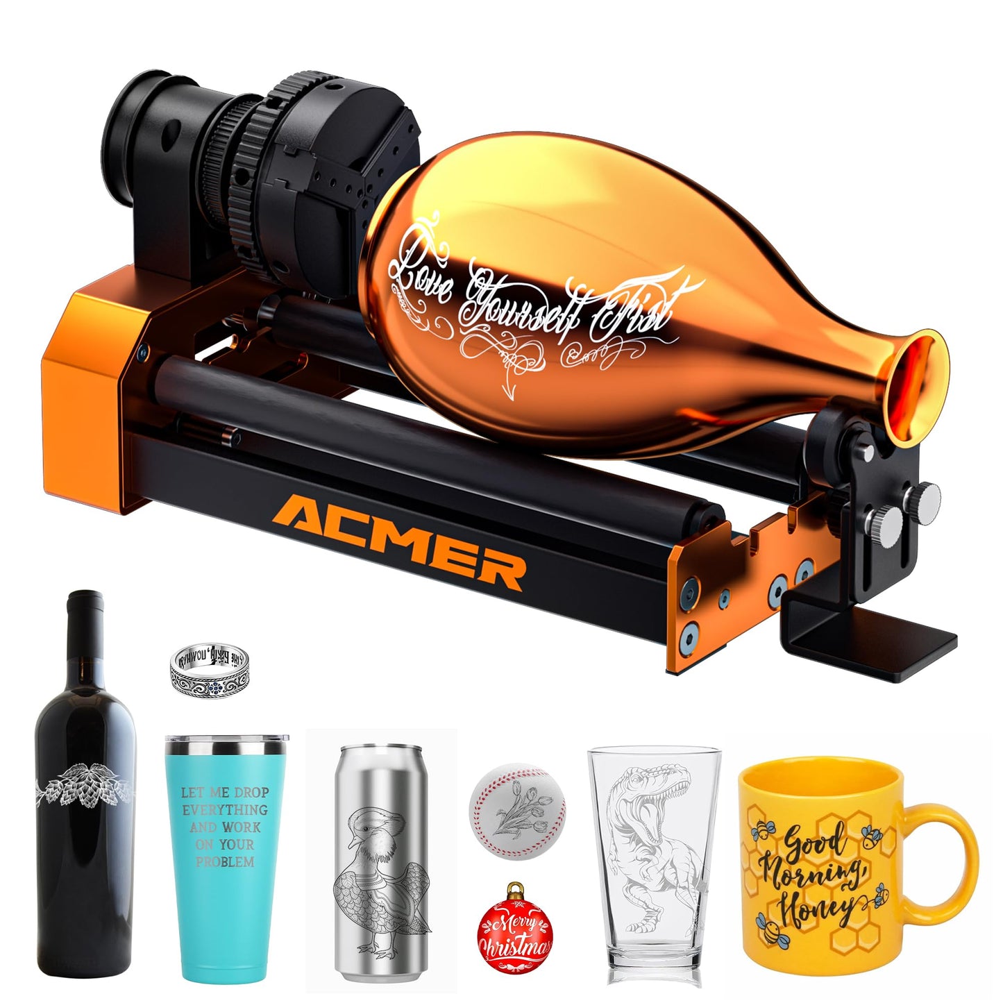 ACMER M4 Laser Rotary Roller, Laser Engraver Y-axis Rotary 360° Roller with 3-150mm Engraving Space for Engraving Cylindrical Objects, Ring, Suitable for ACMER P2, P1 and Most Laser Engraver