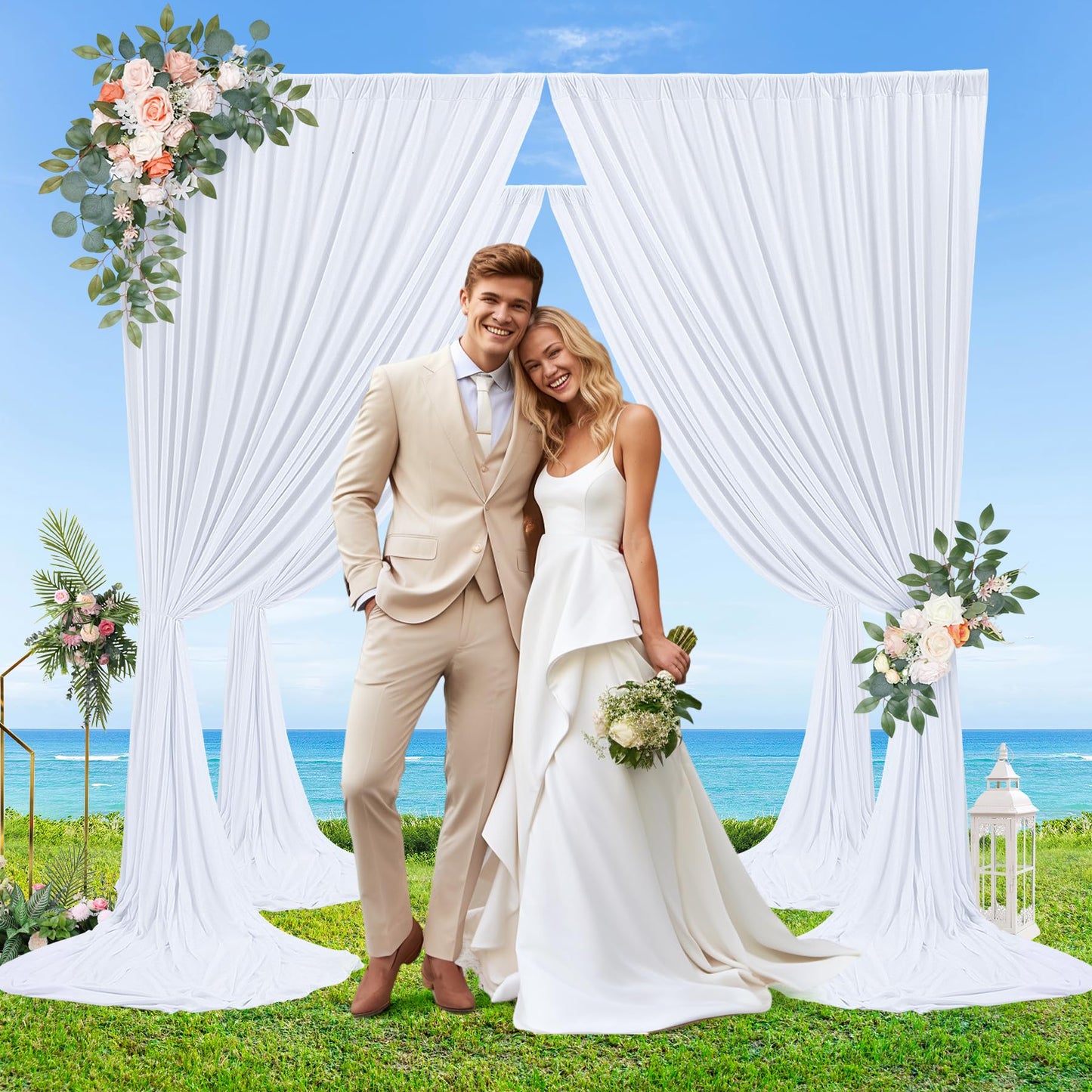 20X10Ft White Backdrop Curtains For Parties - Haefoo Photography Backdrops For Wedding, Birthday, Baby Shower Party Background D