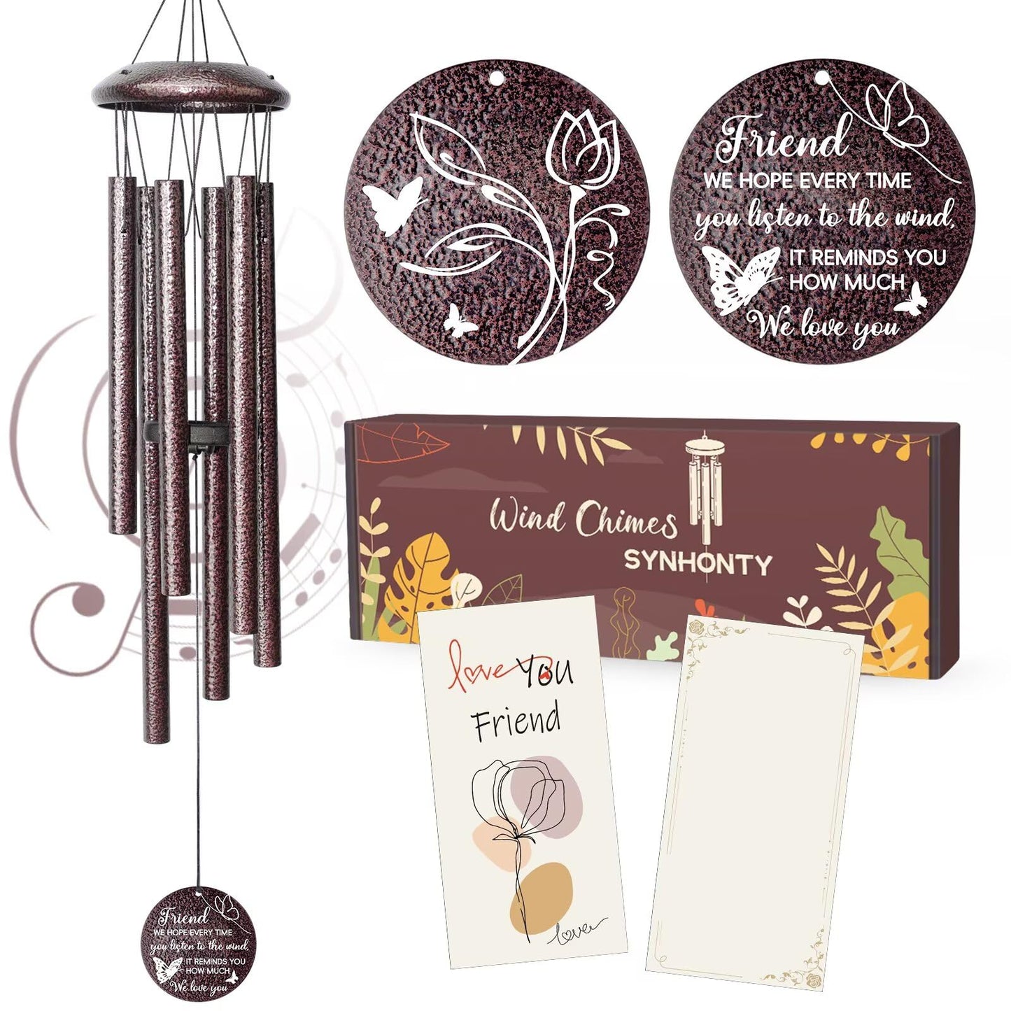 25''Wind Chimes,Best Friend Birthday Gifts for Women, Woman, Thanksgiving,Christmas Day Gifts Ideas for Friendship Rreminder.