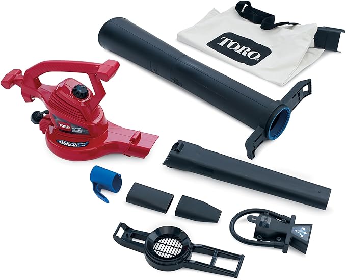 Toro 51621 UltraPlus Leaf Blower Vacuum, Variable-Speed (up to 250 mph) with Metal Impeller, 12 amp,Red