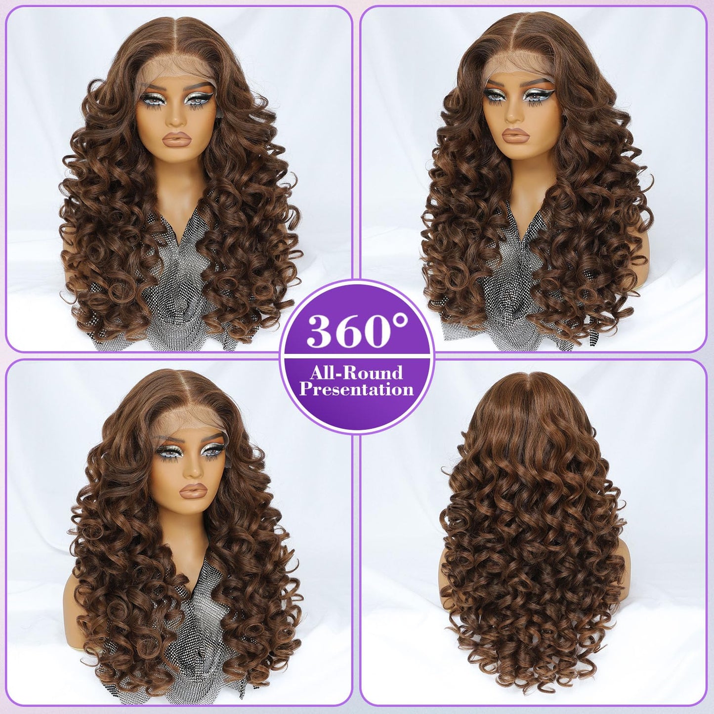 Felek Ombre Brown Wig Long Synthetic Loose Wave Lace Front Wigs for Black and White Women Honey Blonde 13x6 HD Transparent Lace