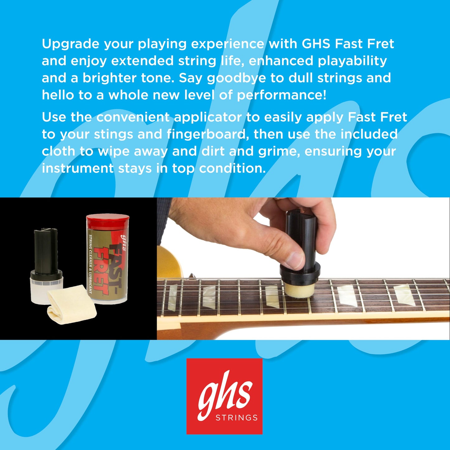 Ghs Strings - Fast Fret (Model A87-2 Pack) String And Neck Cleaner For Musical Instruments, Pack Of 2