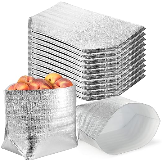 ZEAYEA 10 Pack Insulated Shipping Bags, 13.2" x 8.7" x 13.2" Thermal Box Liners for Frozen and Hot Food, Large Waterproof ...