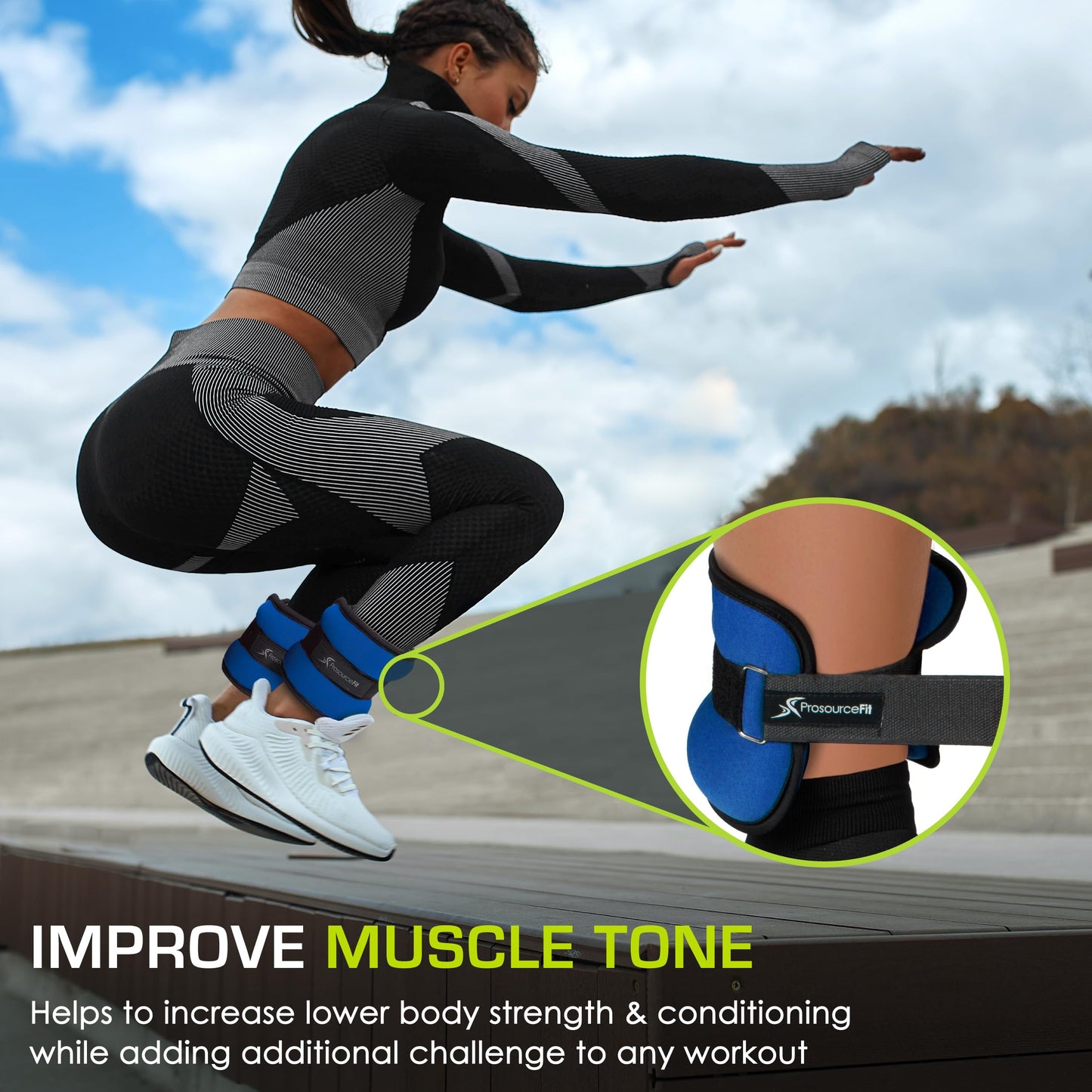 ProsourceFit Ankle / Wrist and Arm / Leg Weights Set of 2, Adjustable Strap for Men and Women, Blue 3 LB