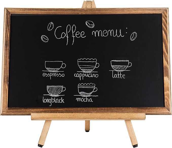 MyGift 18-Inch Burnt Wood Erasble Chalkboard Sign with A-Frame Easel Stand, Tabletop Menu Board, Wedding and Events Chalbo...