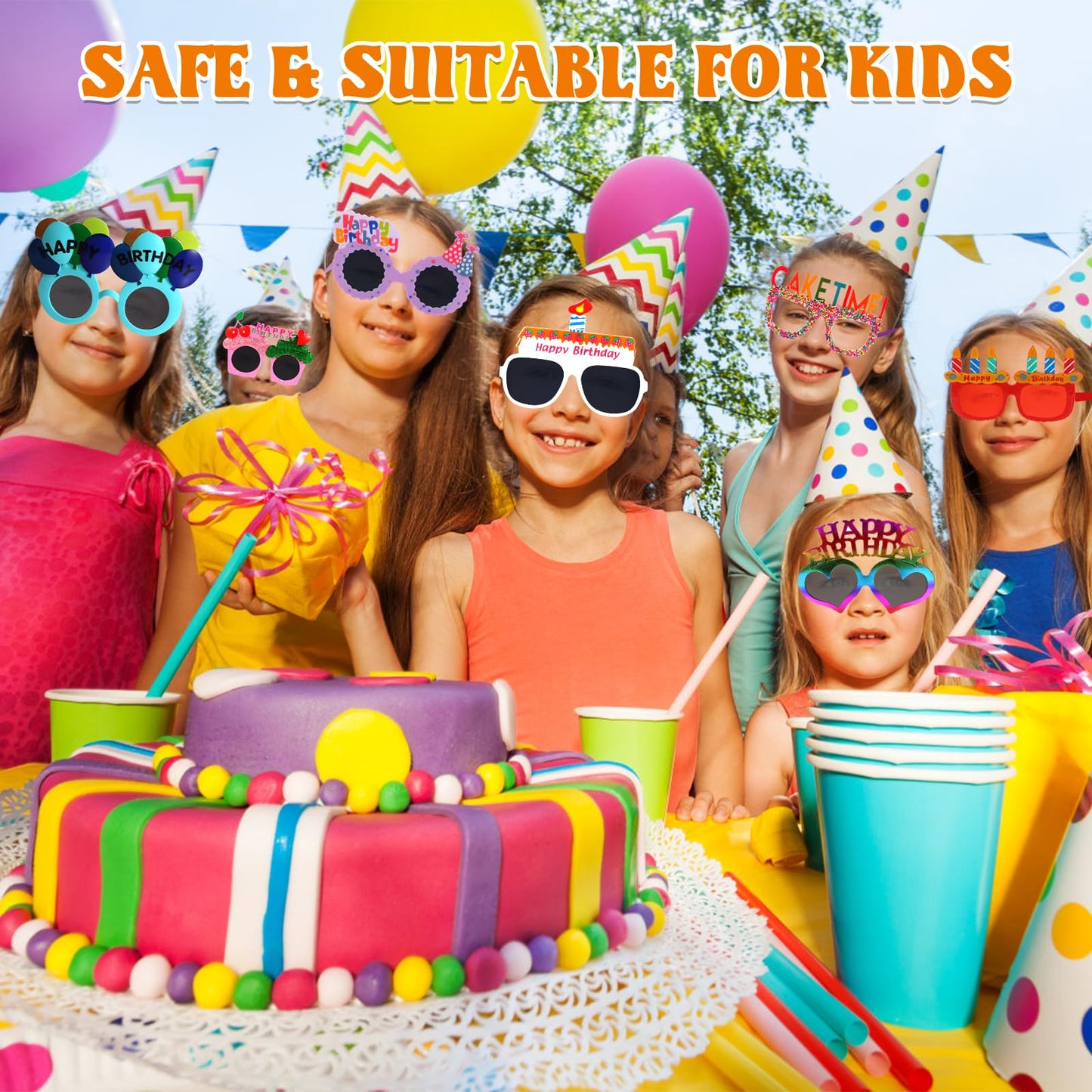 NICOWARM 12pcs Birthday Glasses, Happy Birthday Sunglasses, Novelty Funny Photo Booth Props for Party, Sunglasses for Kids Adults Party Favors