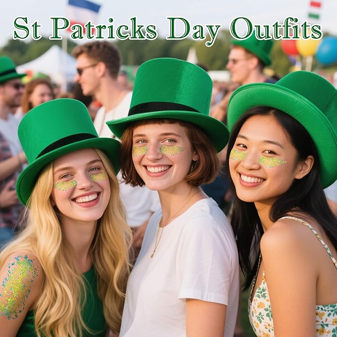 Chameleon Green Body Hair Glitter Stick,Gold Green Face Glitter Elphaba Costume Accessories,Waterproof Shimmer St Patrick's Day Outfit for Women,Mardi Gras Rave Singer Concert Makeup