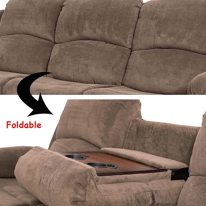 A Ainehome Living Room Furniture Set Leather Recliner Sofa Set Loveseat Chair Furniture Sofa Set for Living Room/Small Space/Rv/House/Office/Theater Seating (A-Taupe Brown Corduroy,Sofa(3seater))