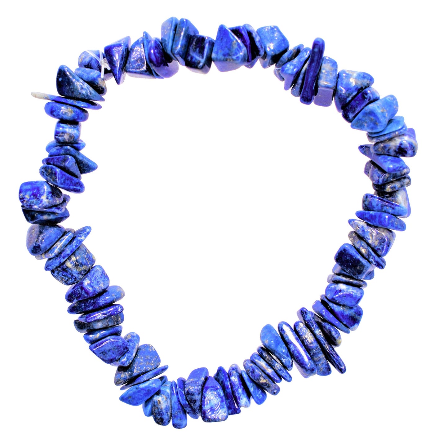 Zenergy Gems CHARGED 7 Lapis Lazuli Crystal Chip Stretchy Bracelet Tumble Polished + Selenite Charging Crystal Included (INCREAS
