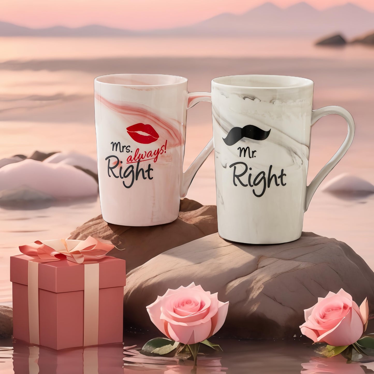 Mr and Mrs Coffee Mugs Set - Unique Wedding Gifts For Bride Groom His and Her Anniversary Engagement Bridal Shower Gift for Him Her Couples Gifts for Mom Dad Parents Present Valentine's Day Gift