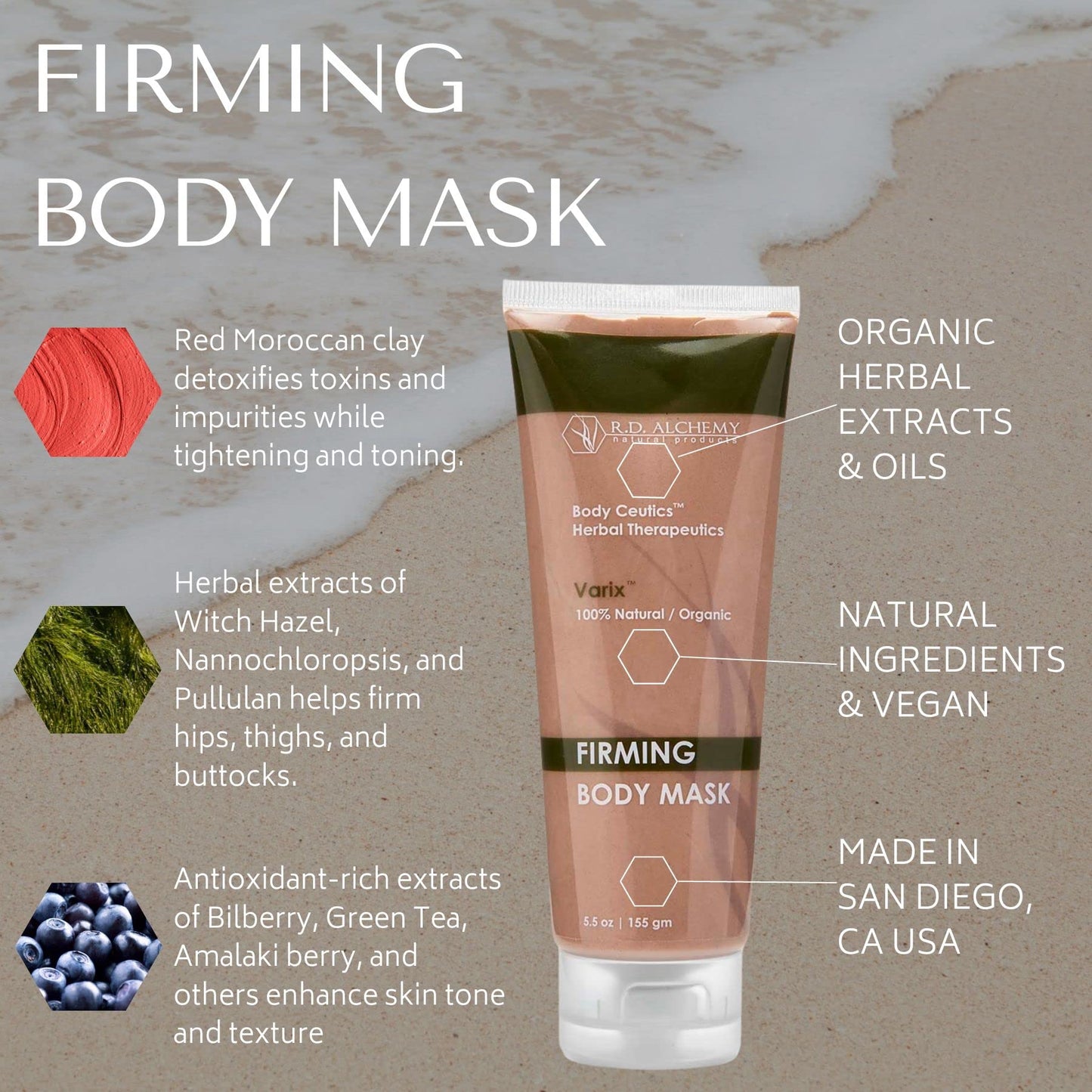RD Alchemy Natural & Organic Firming Body Mask for Cellulite, 5 oz