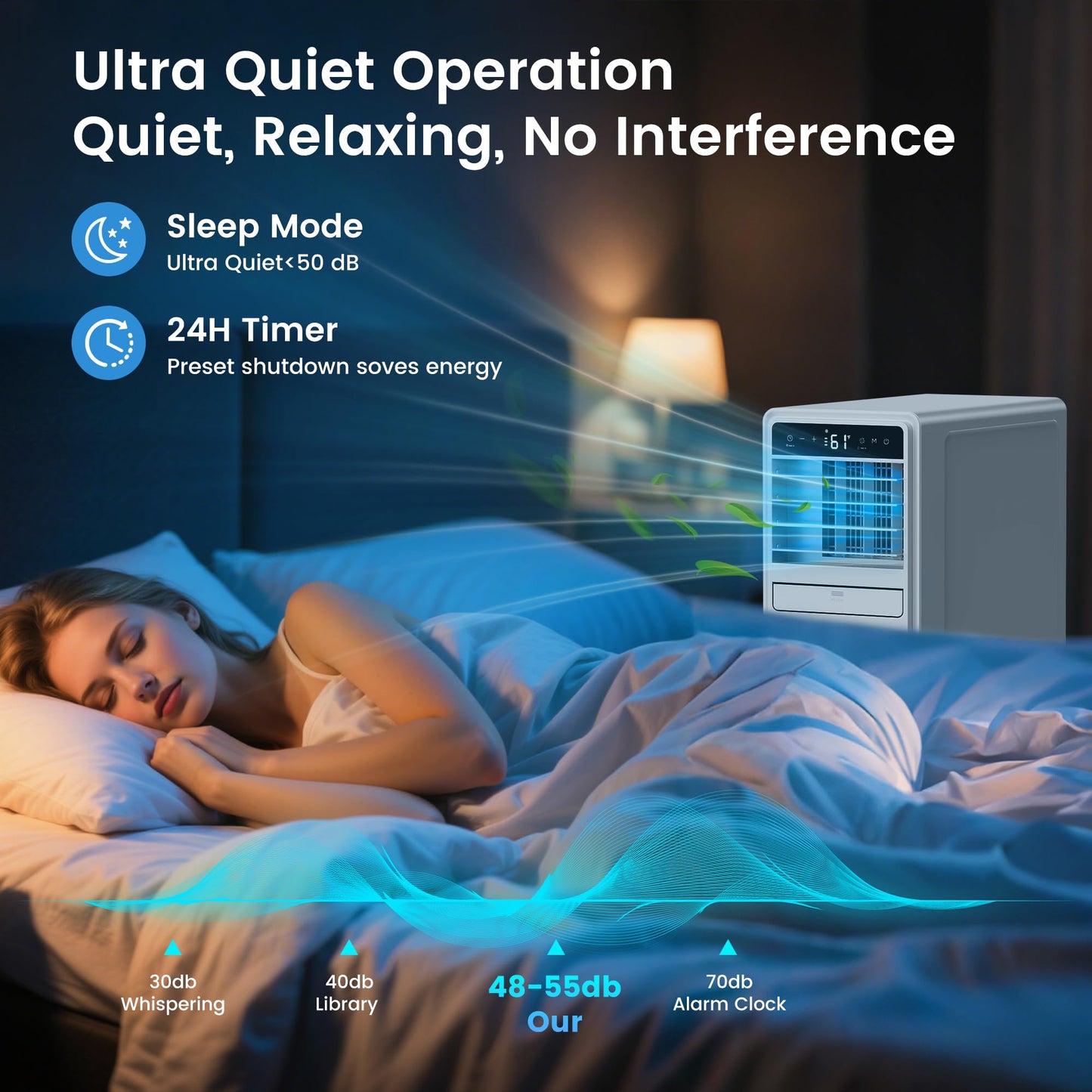 DOMANKI 12000 BTU Portable Air Conditioners for Room up to 500 sq.ft, 3-in-1 Free Standing Quiet Portable AC Unit with Fan & Dehumidifier, Remote Control, Sleep Mode/24h Timer, 4 Speed, Auto Swing