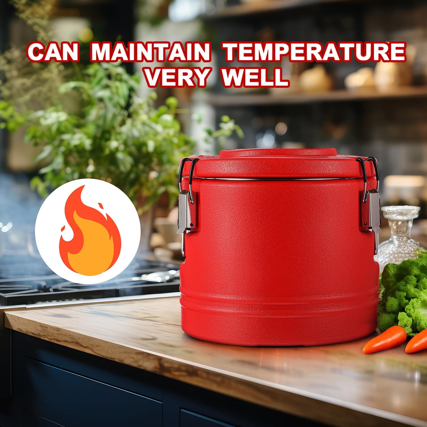 Jinei Food Warmer Hot or cooler Insulated Food Container Carrier with Spoon, Portable Commercial Soup Box for Restaurant Canteen Home Party Lunch (5qt)
