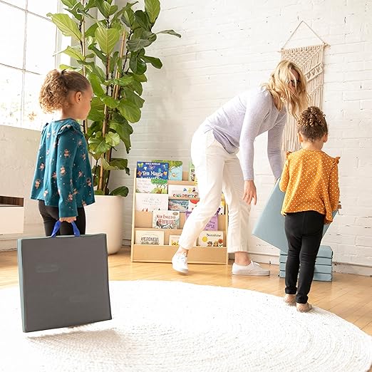 ECR4Kids SoftZone Floor Cushions, Square, Flexible Seating, Grey, 6-Piece