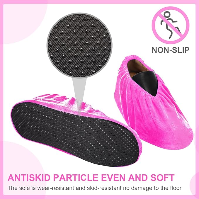JaGely 11 Pairs Reusable Non Slip Cloth Shoe Covers Washable Thickened Boot Shoe Covers for Indoors and Households(Pink)