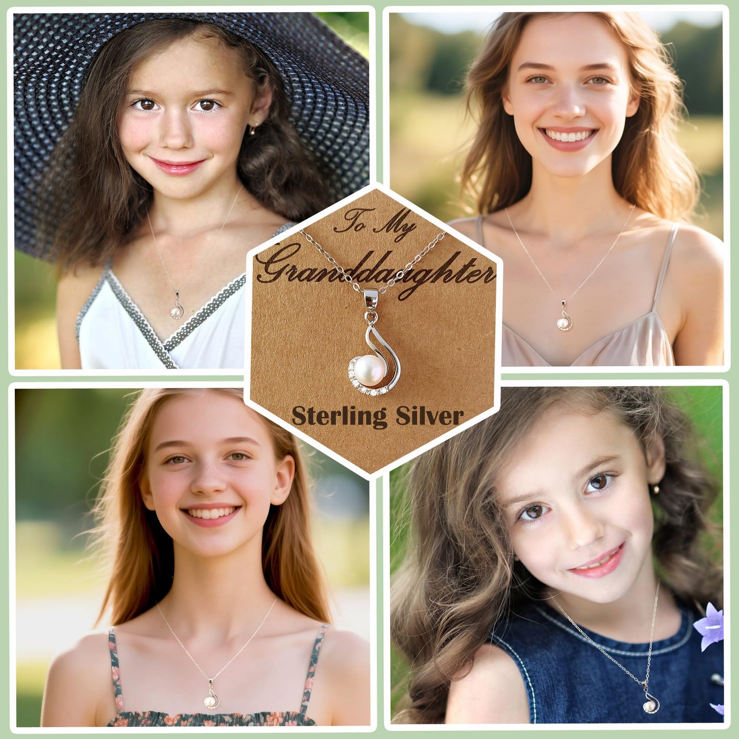 Granddaughter Necklace - Granddaughter Gifts from Grandma, Graduation Gifts for Her, Birthday Inspirational Wedding Jewelry Keepsake gifts for Granddaughter, Handmade Sterling Silver Pearl Necklace