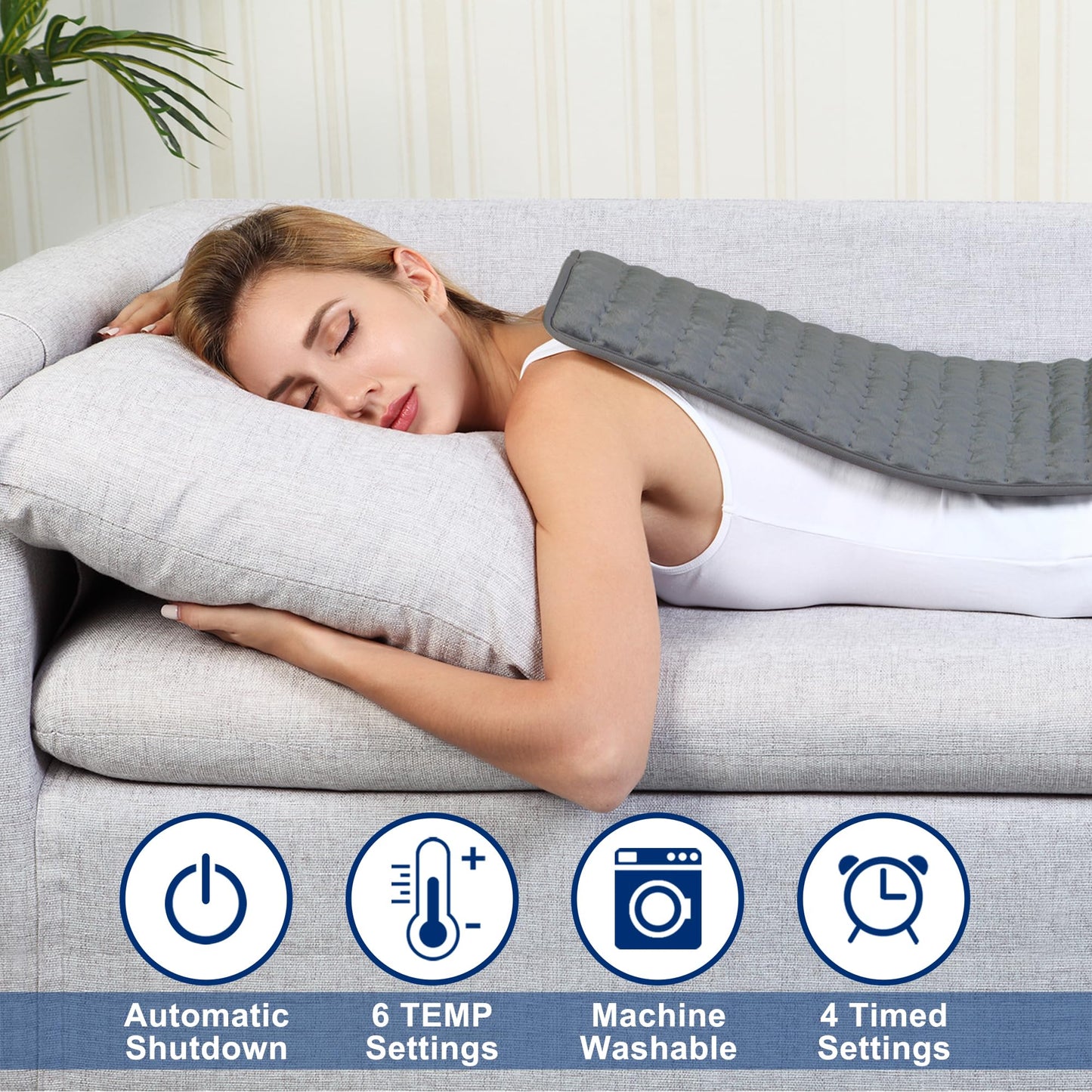 Electric Heating pad for Back Neck Shoulder Knee Arms Legs- Electric Heat Pads with 6 Heat Settings & Auto Shut Off &Dry/Moist Heat Heating Pad for Birthday Mother Father Girl Men Women