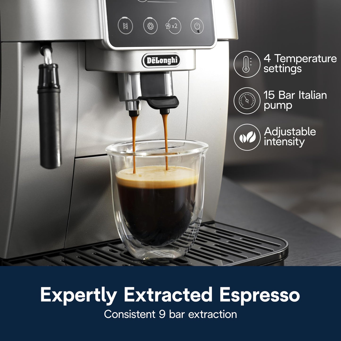 De'Longhi Magnifica Start Automatic Espresso Machine with Manual Milk Frother & Built in Grinder - 3 One-Touch Recipes, Easy-to-Clean, Home Barista Coffee Maker for Lattes, Cappuccino, Iced Coffee