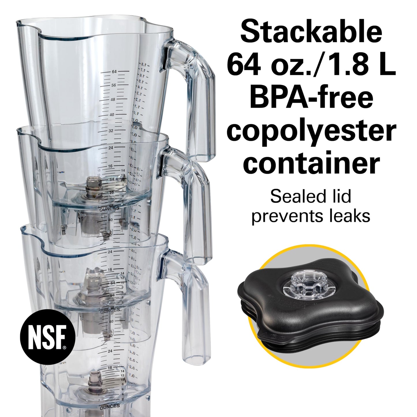 Hamilton Beach Commercial Tempest High-Performance Blender, 64 Ounce / 1.8 Liter Capacity, 3 HP Motor, NSF Certified, HBH650R
