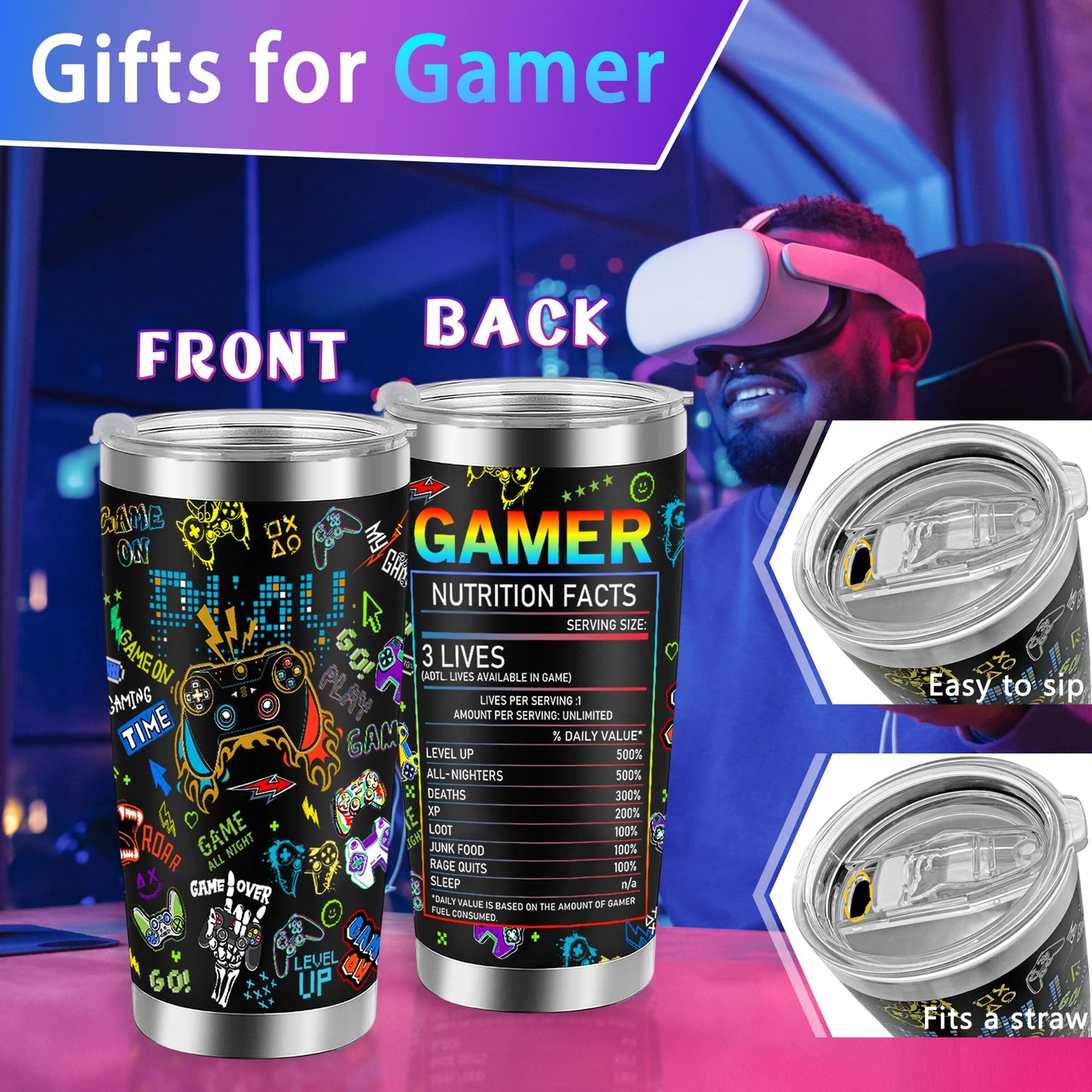 Gamer Gifts for Men Boys Boyfriend Dad Brother, Gamer Birthday Gifts for Kids Teen Boys Girls, Gaming Accessories for Room, Gaming Stuff, Gamer Presnt for Christmas - Gamer Gift Set Box
