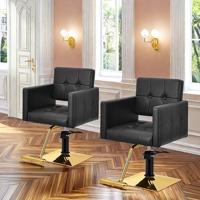 Black Hair Salon Chair for Hair Stylist Wide Seat, Hydraulic Barber Chair for Home, Beauty Salon Styling Stylist Chair, Spa Cosmetology Shampoo Hairdressing Reclining Braiding Armchair
