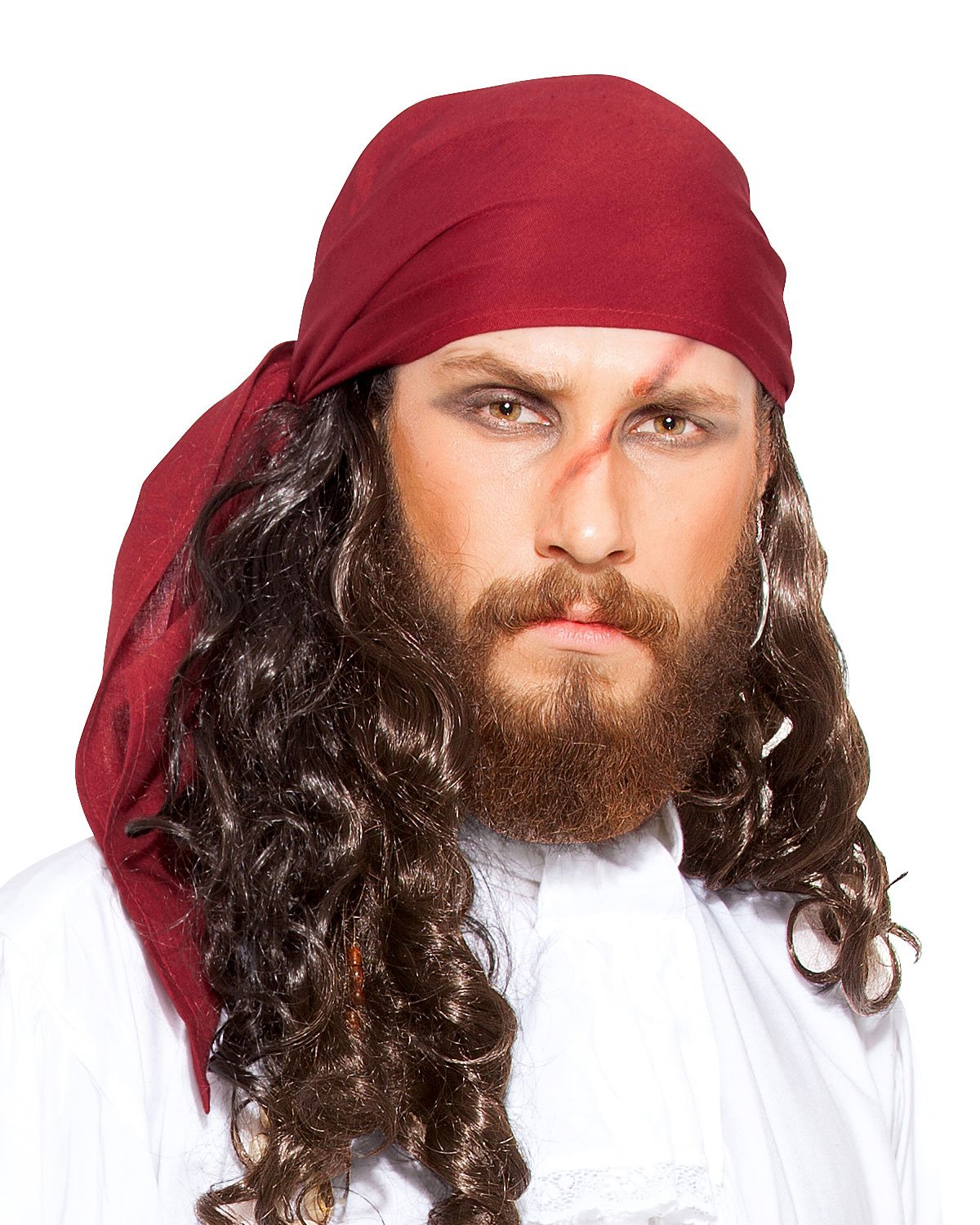 ThePirateDressing Large Linen Triangle Pirate Bandana–Oversized Headpiece for Adult Men Women–Halloween Medieval Costume Bandana Scarf Durag Accessory-Red