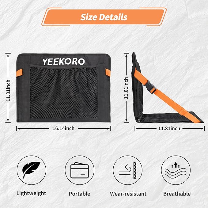 YEEKORO Inflatable Heated Stadium Seats, Portable Bleacher Seat with Back Support, Foldable and Lightweight Stadium Chair for Sporting Events Camping Games Sports, Seat Cushion with 3 Levels of Heat